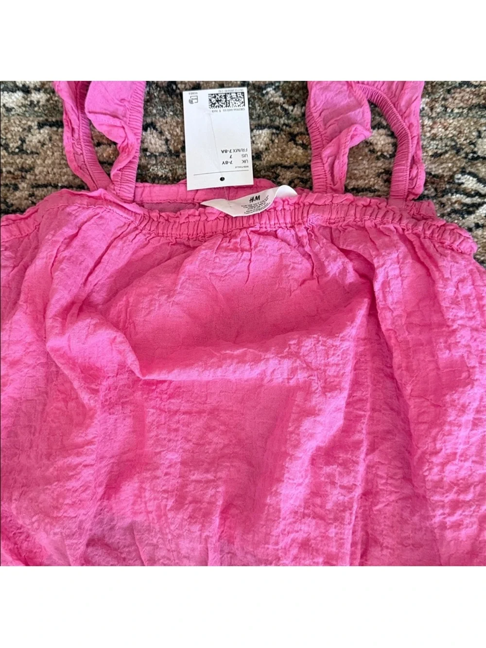 H&M girls two piece crinkle effect cotton set top + shorts